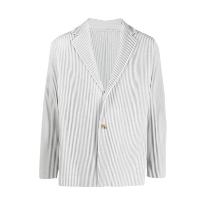 ISSEY MIYAKE FW23 Striped Button-Up Collared Jacket White () HP38JD401-11