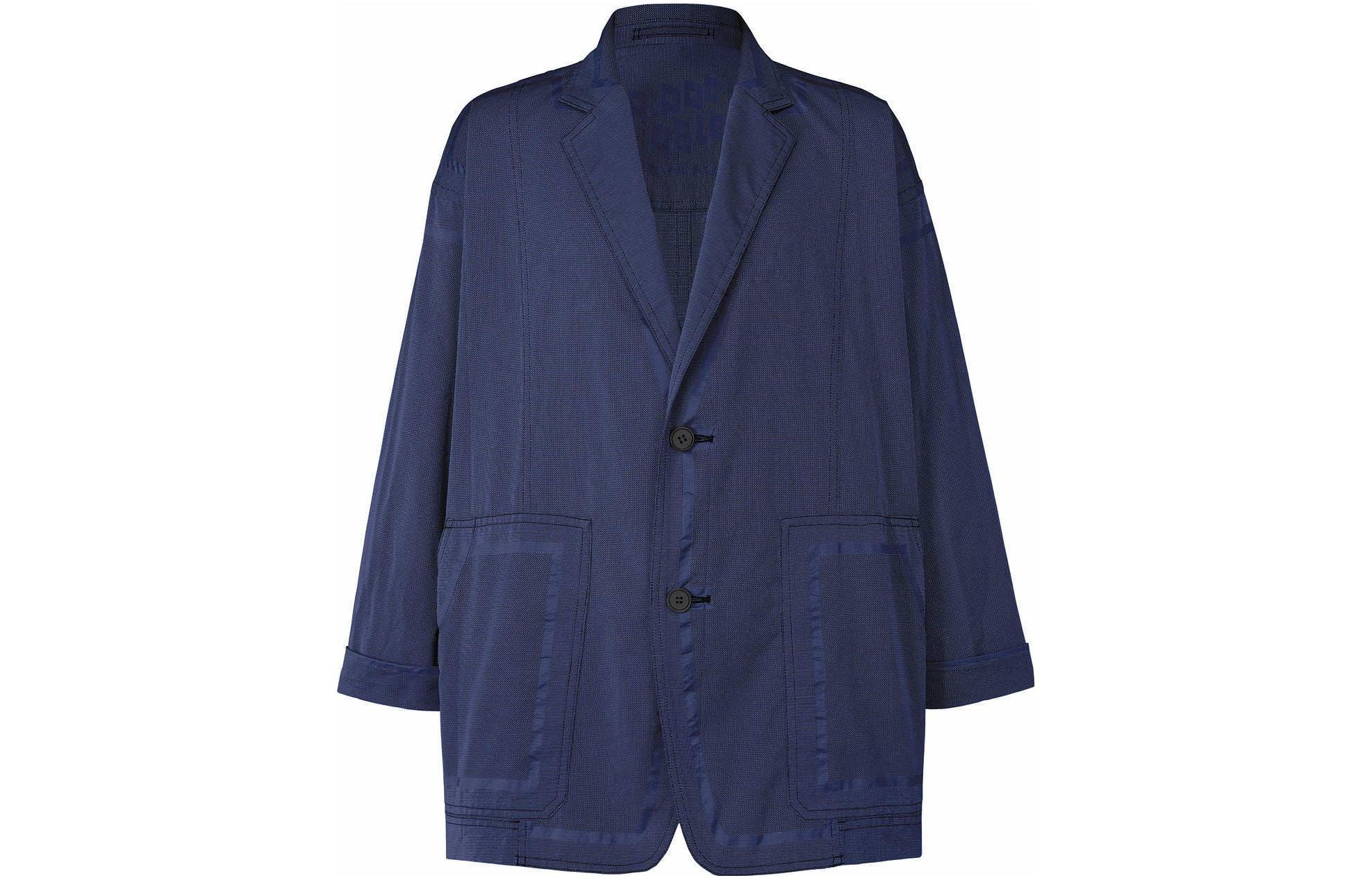 ISSEY MIYAKE FW23 Type-U-004 Navy Unisex Loose-Fit Collared Long Sleeve Jacket AT21FD103-75