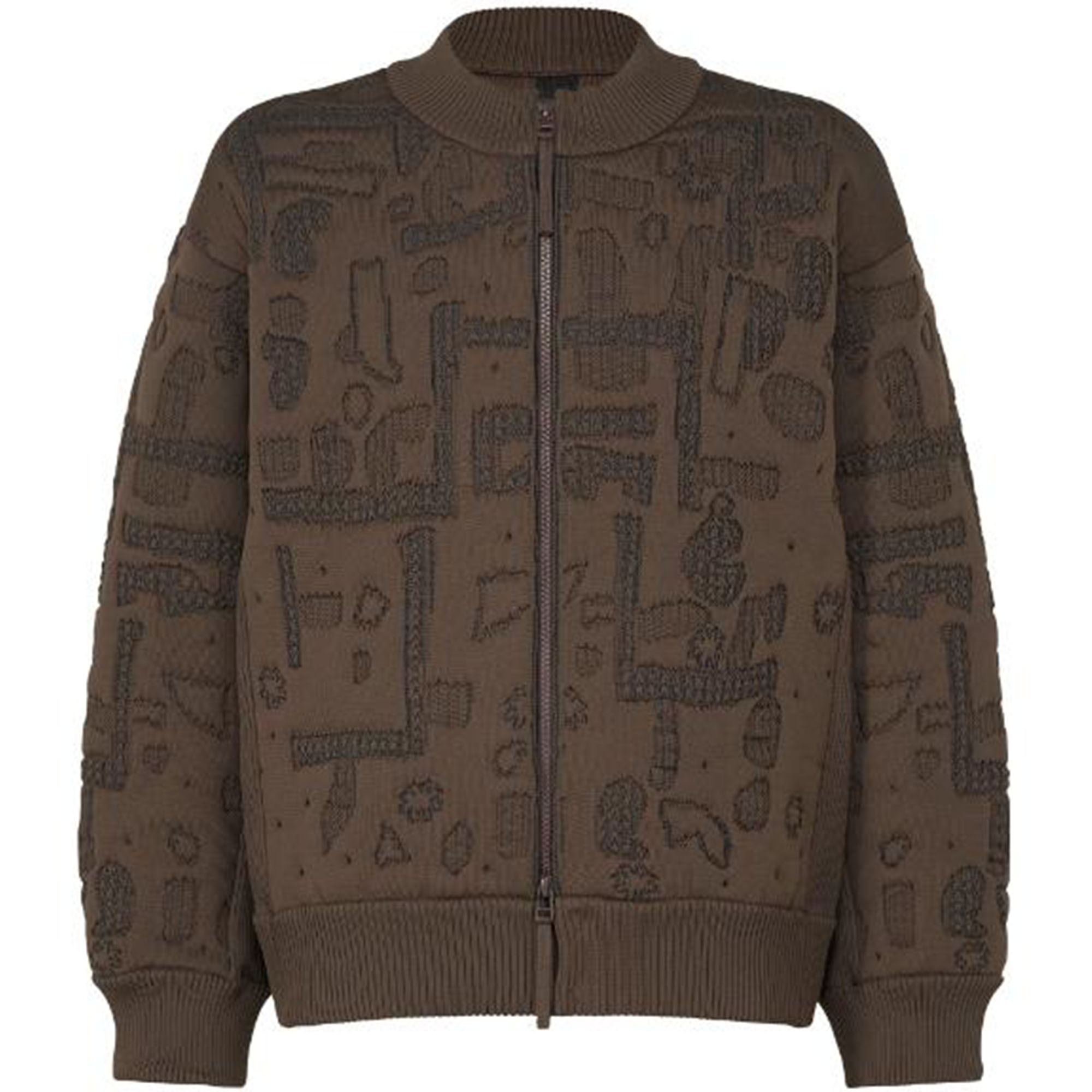 ISSEY MIYAKE Geometric Matelasse Full-Zip Jacket Brown Outerwear HA33KD314-44