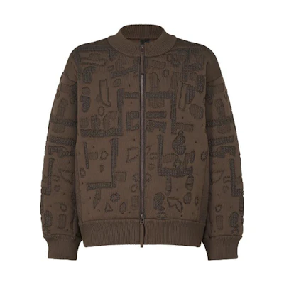 ISSEY MIYAKE Geometric Matelasse Full-Zip Jacket Brown Outerwear HA33KD314-44