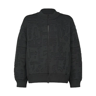ISSEY MIYAKE Geometric Matelasse Print Slim Zip Jacket Men’s Black HA33KD314-15