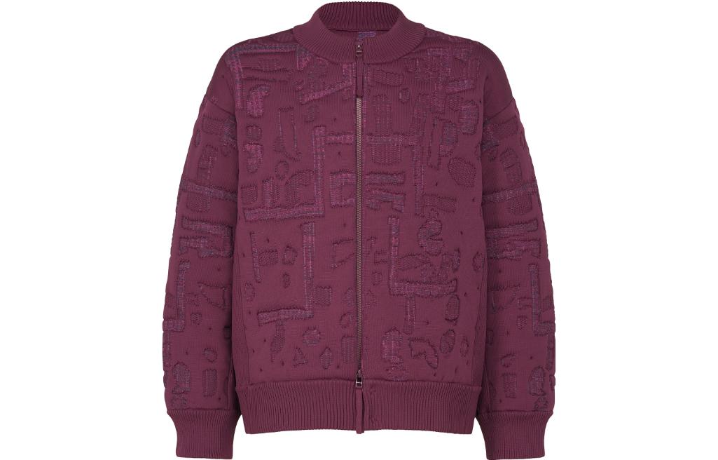 ISSEY MIYAKE Geometric Matelasse Purple Zip-Up Jacket HA33KD314-81