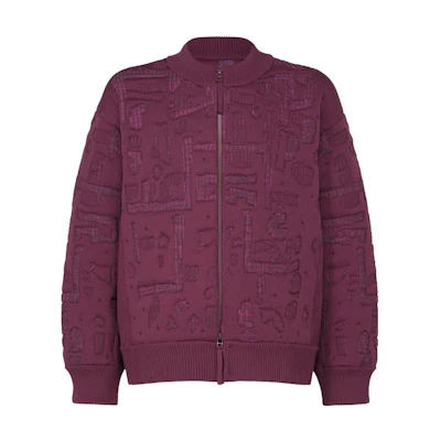 ISSEY MIYAKE Geometric Matelasse Purple Zip-Up Jacket HA33KD314-81
