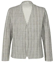 ISSEY MIYAKE Graph Paper Fitted V-Neck Checkered Long Sleeve Jacket White Mens HP33JD360-01 ISSEY MIYAKE Graph Paper Fitted V-Neck Checkered Long Sleeve Jacket White Mens HP33JD360-01