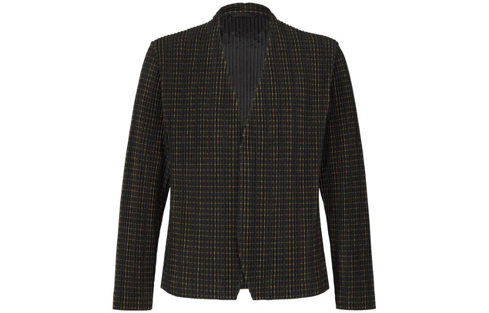 ISSEY MIYAKE Graph Paper V-Neck Slim Fit Long Sleeve Jacket Black () HP33JD360-15