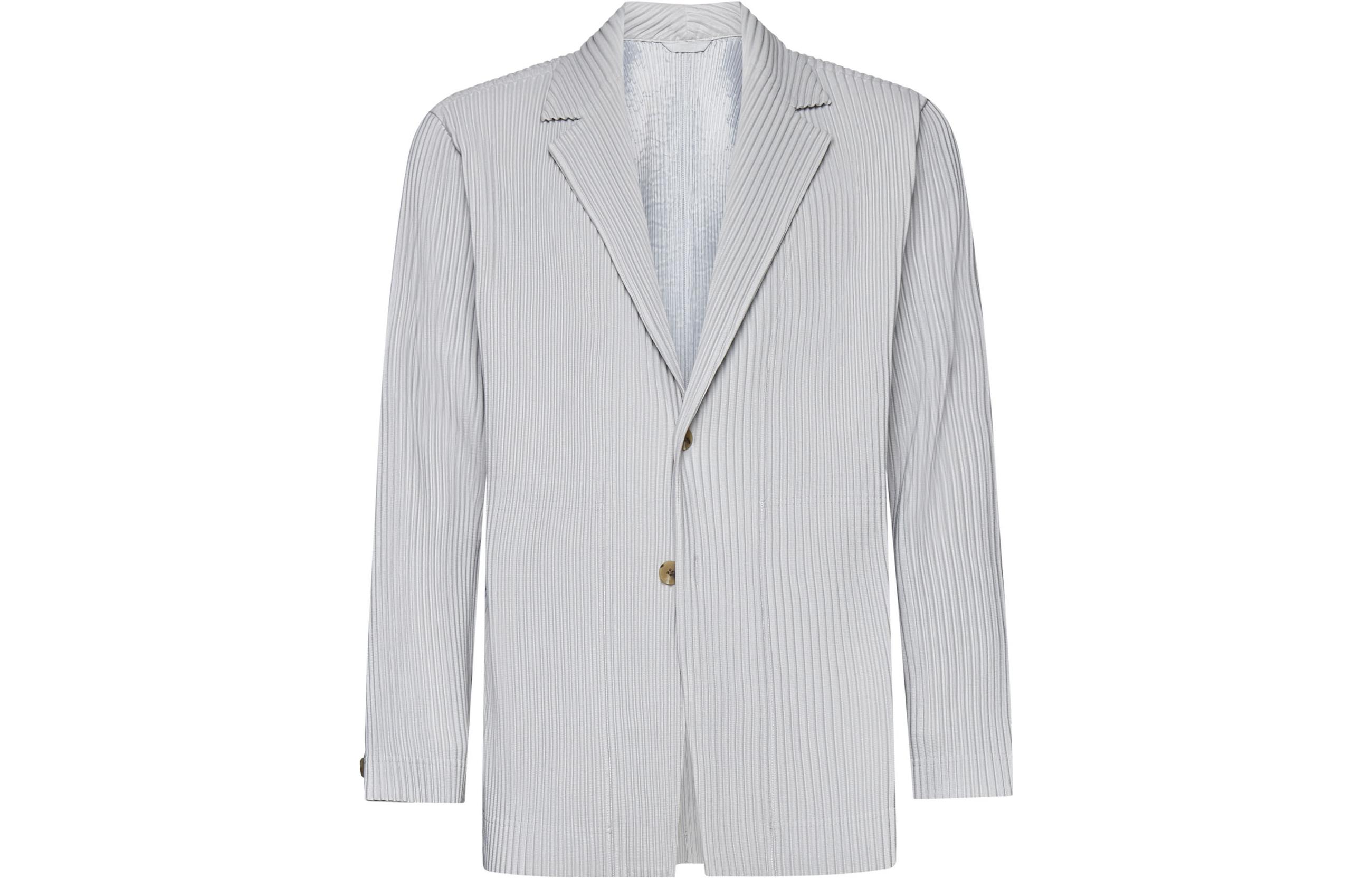 ISSEY MIYAKE Gray Striped Casual Jacket HP36JD301-11