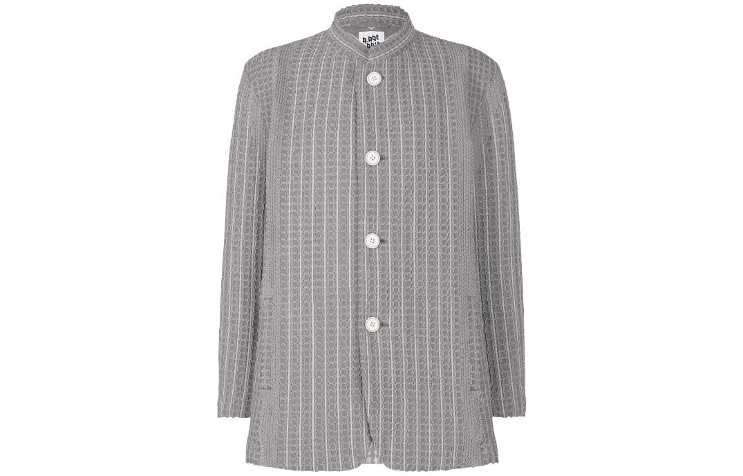 ISSEY MIYAKE Gray Striped Single-Breasted Long-Sleeve Jacket AT33FD202-16