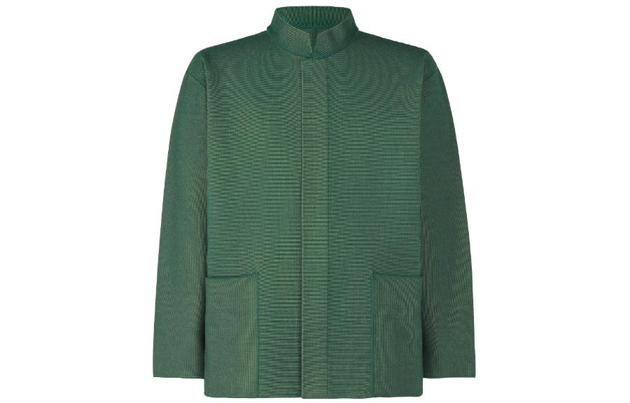 ISSEY MIYAKE Green Inlaid Knit Zip-Up Jacket HP33KD215-62