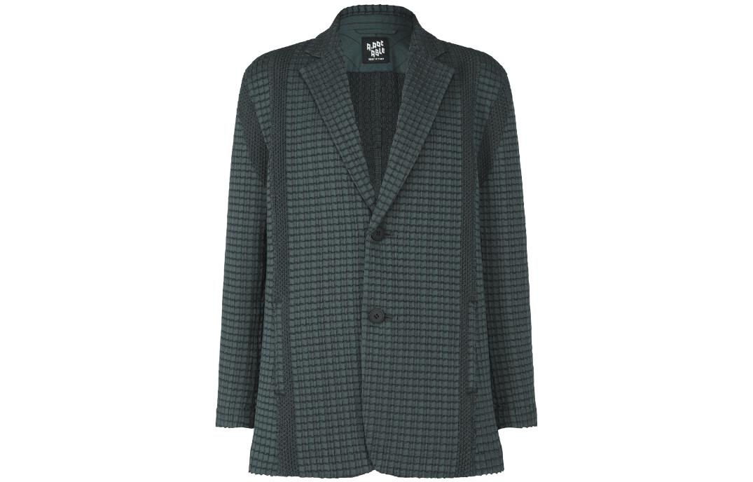 ISSEY MIYAKE Green Plaid Casual Blazer Jacket with Long Sleeves AT33FD203-67