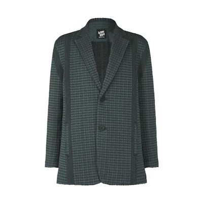 ISSEY MIYAKE Green Plaid Casual Blazer Jacket with Long Sleeves AT33FD203-67