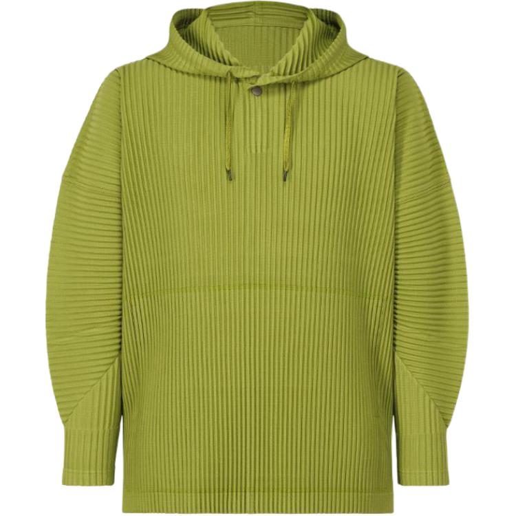 ISSEY MIYAKE Green Stripe Ribbed Zip-Up Hoodie Long Sleeve HP33JK127-64