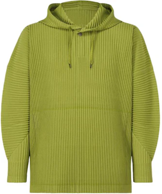 ISSEY MIYAKE Green Stripe Ribbed Zip-Up Hoodie Long Sleeve HP33JK127-64 Buy ISSEY MIYAKE Green Stripe Ribbed Zip-Up Hoodie Long Sleeve HP33JK127-64