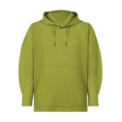 ISSEY MIYAKE Green Stripe Ribbed Zip-Up Hoodie Long Sleeve HP33JK127-64