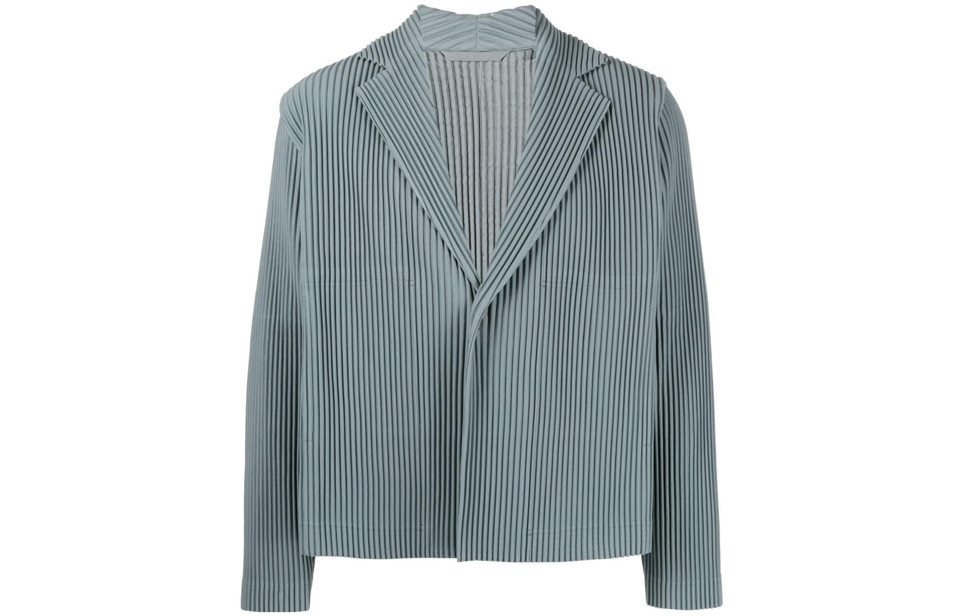 Issey Miyake Green Striped Loose-Fit Long Sleeve Jacket HP36JD156-13