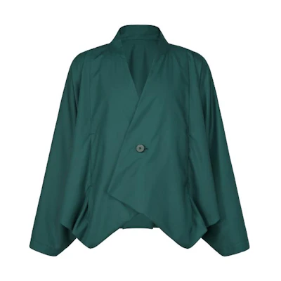 ISSEY MIYAKE Green Swing Collarless Loose-Fit Long-Sleeve Jacket LA33FU037-77