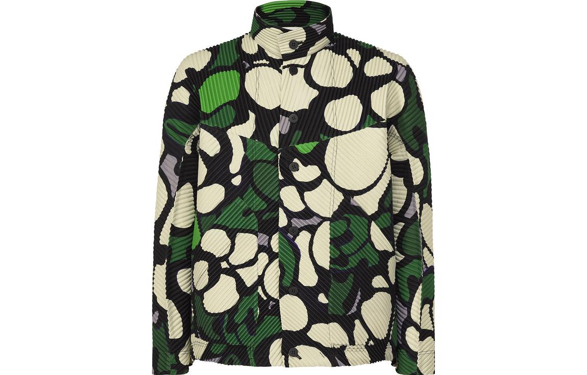 ISSEY MIYAKE Green Turtleneck Single-Breasted Long Sleeve Jacket HP36JC160-01