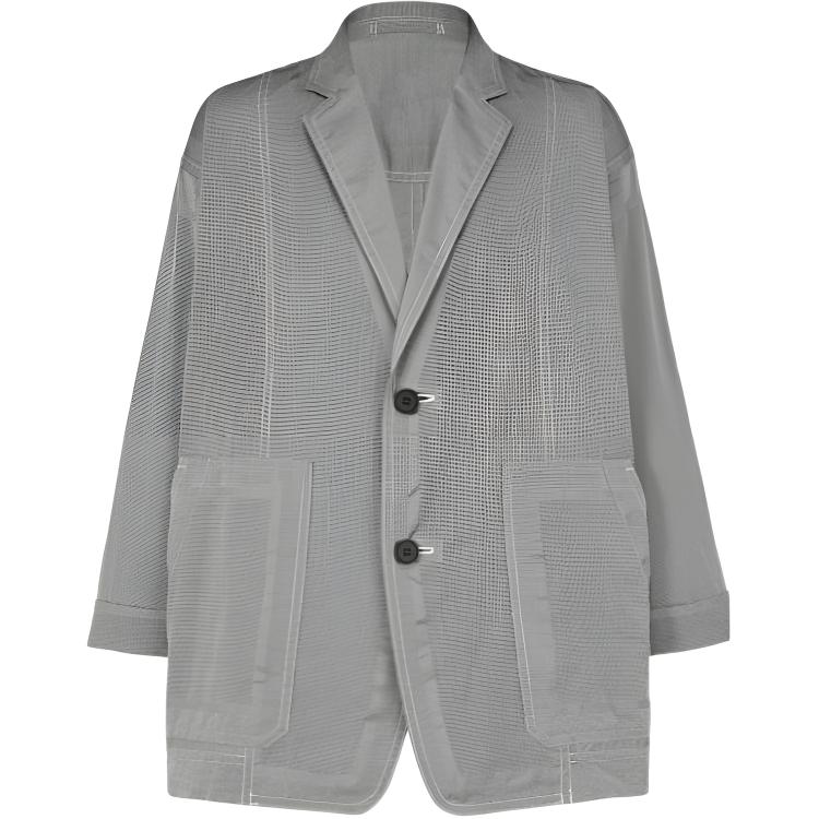 ISSEY MIYAKE Grey Single-Breasted Loose-Fit Long Sleeve Jacket AT21FD103-12