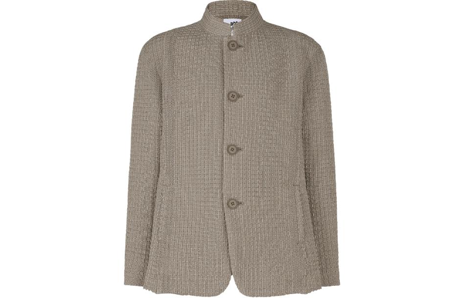 ISSEY MIYAKE Grey Solid High Neck Single-Breasted Jacket AT41FD204-47