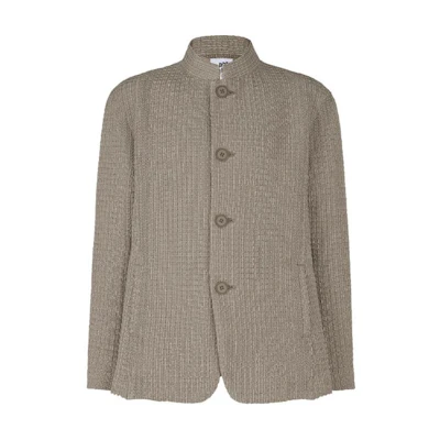 ISSEY MIYAKE Grey Solid High Neck Single-Breasted Jacket AT41FD204-47