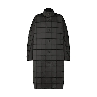 ISSEY MIYAKE Grid Button-Up Long-Sleeve Jacket Unisex Black AT41FA242-15