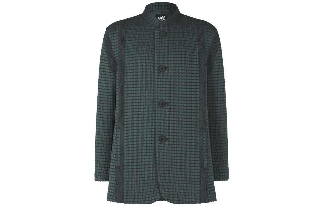 ISSEY MIYAKE Grid Single-Breasted Long-Sleeve Jacket Green () AT33FD202-67