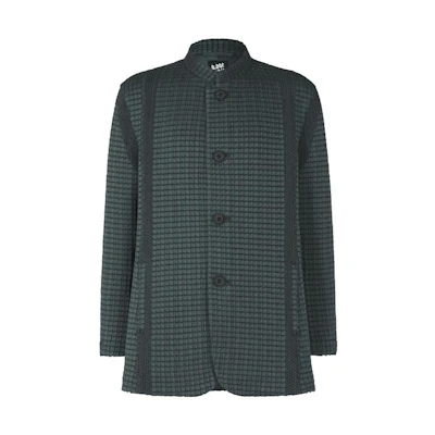 ISSEY MIYAKE Grid Single-Breasted Long-Sleeve Jacket Green () AT33FD202-67