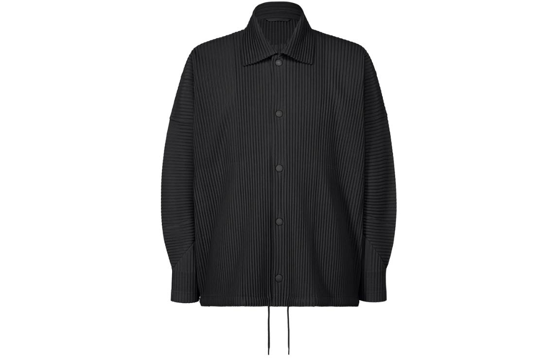 ISSEY MIYAKE Homme Plissé Black Pleated Single-Breasted Jacket HP46JC106-15