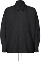 ISSEY MIYAKE Homme Plissé Black Pleated Single-Breasted Jacket HP46JC106-15 ISSEY MIYAKE Homme Plissé Black Pleated Single-Breasted Jacket HP46JC106-15