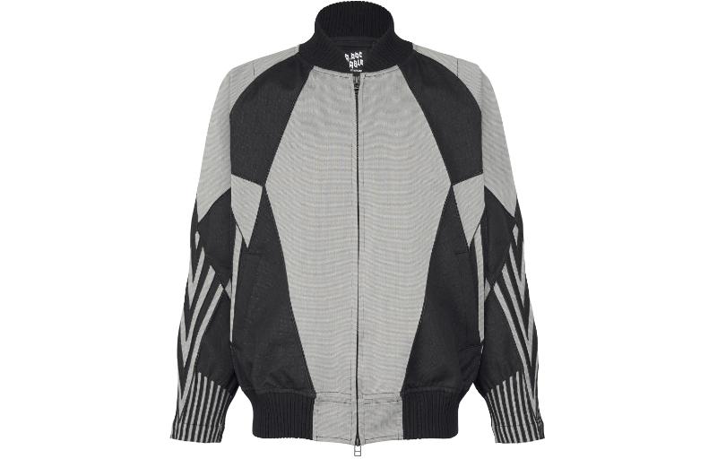 ISSEY MIYAKE Irregular Pattern Colorblock Zipper Jacket Unisex Black AT33FC707-17