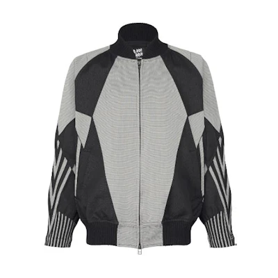 ISSEY MIYAKE Irregular Pattern Colorblock Zipper Jacket Unisex Black AT33FC707-17