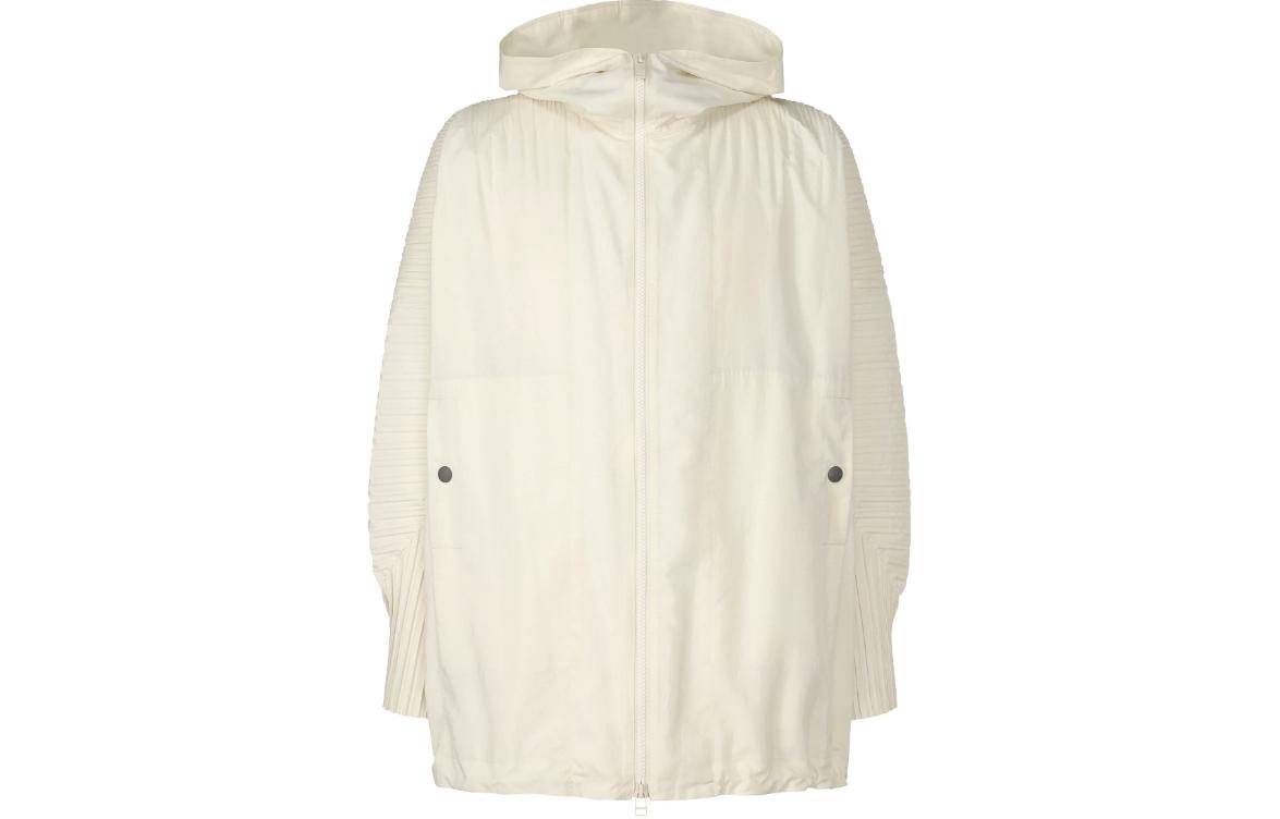 Issey Miyake Ivory Dual-Zip Pleated Sleeve Hoodie Jacket HP41FC276-41