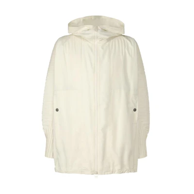Issey Miyake Ivory Dual-Zip Pleated Sleeve Hoodie Jacket HP41FC276-41