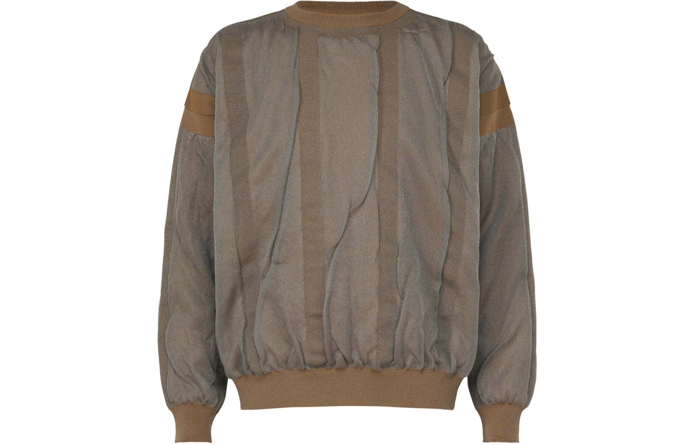 ISSEY MIYAKE Layered Color Knit Solid Crewneck Pullover Sweatshirt Brown Men LA41KN110-44