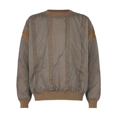 ISSEY MIYAKE Layered Color Knit Solid Crewneck Pullover Sweatshirt Brown Men LA41KN110-44