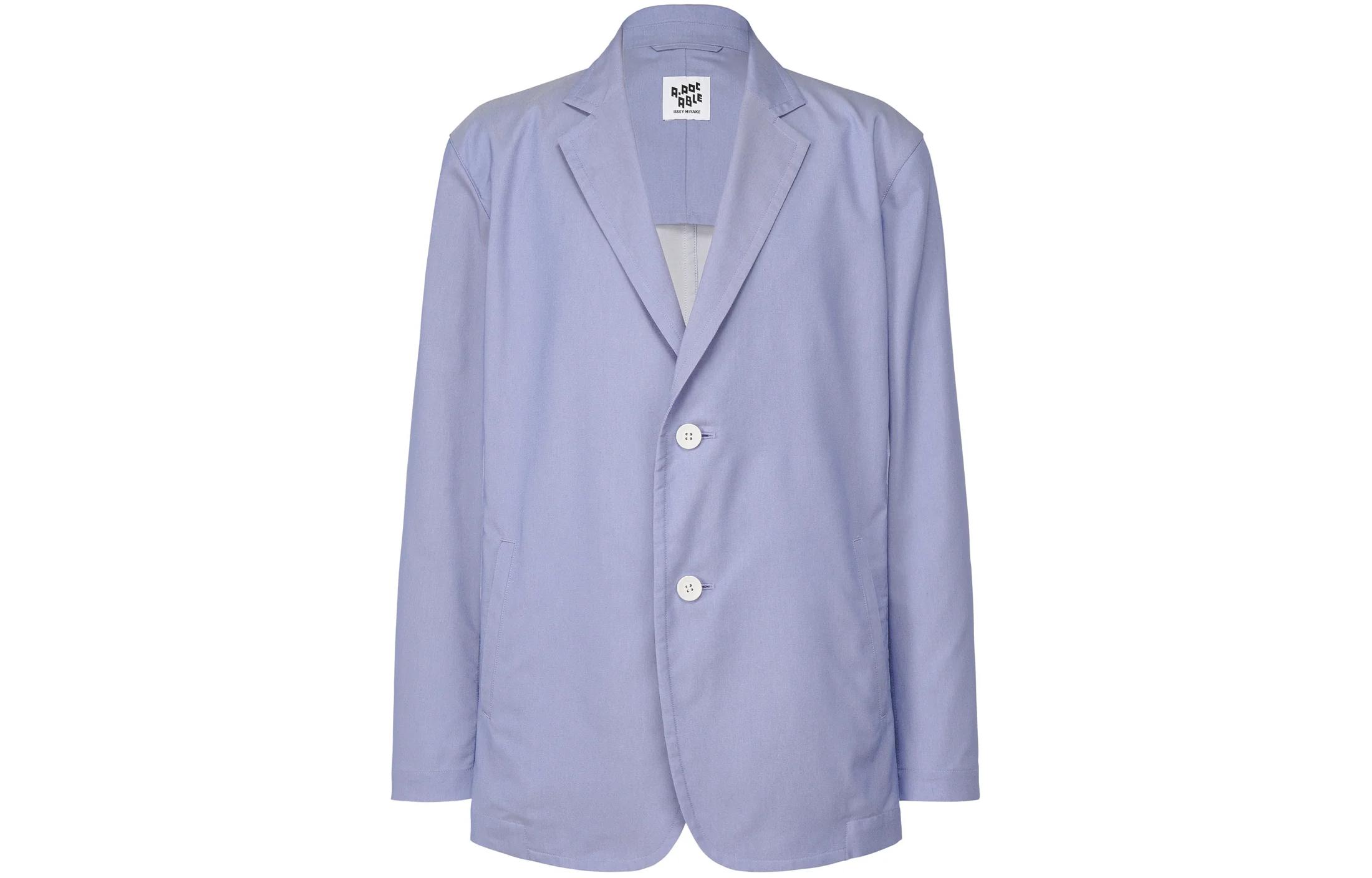 ISSEY MIYAKE Light Blue Single-Breasted Long Sleeve Jacket for Men AT41FD707-71