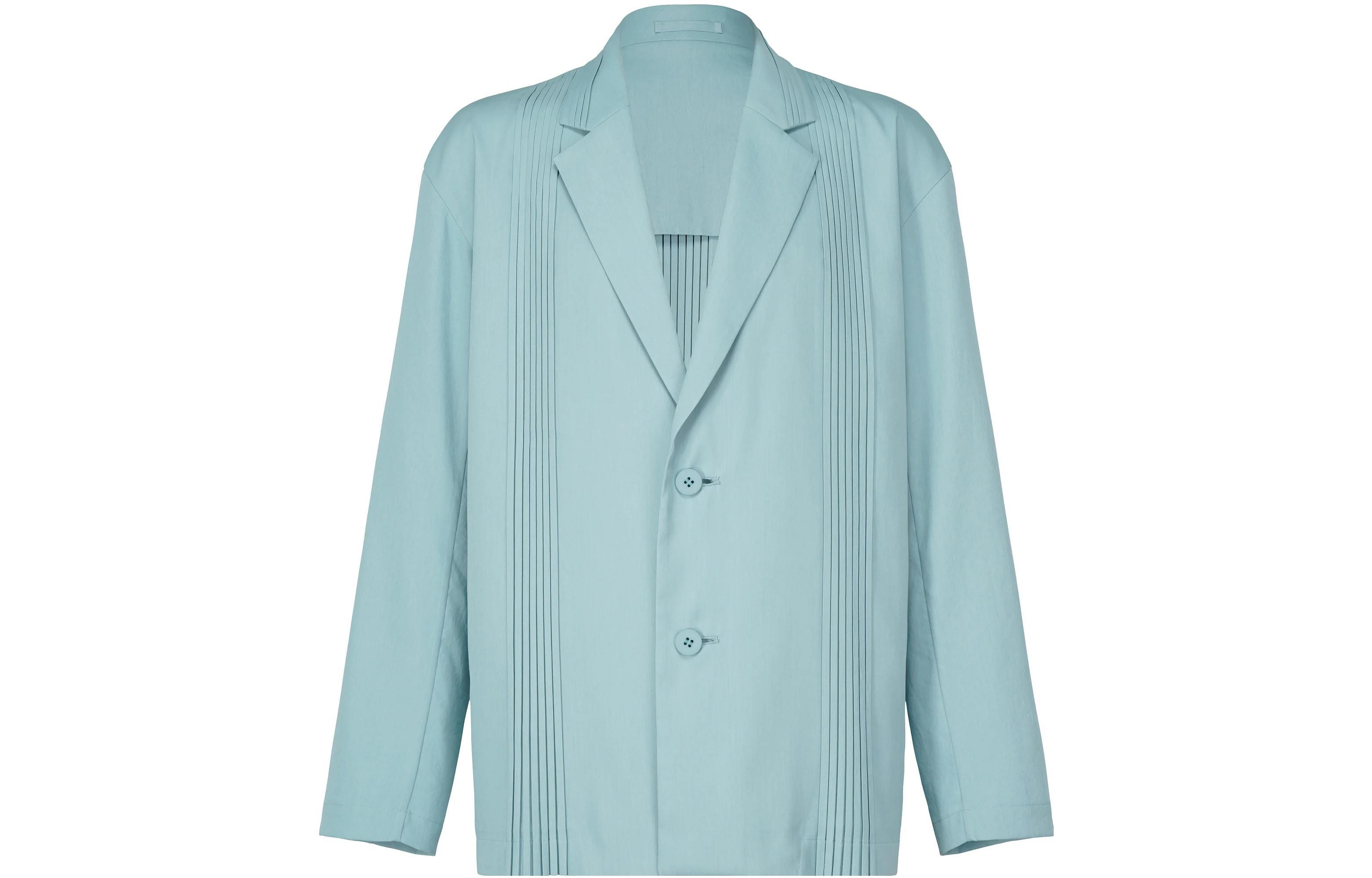 ISSEY MIYAKE Light Blue Striped Slim-Fit Long Sleeve Jacket LA33FD091-70