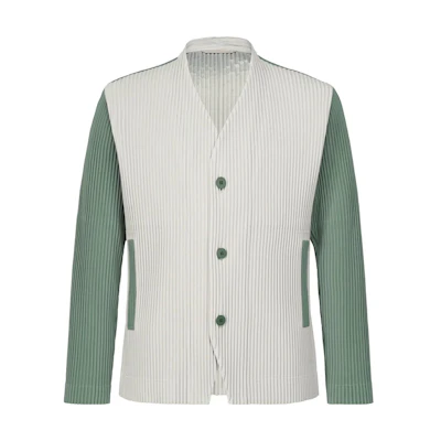 ISSEY MIYAKE Light Gray Colorblock V-Neck Slim Fit Long Sleeve Jacket HP33JD386-11
