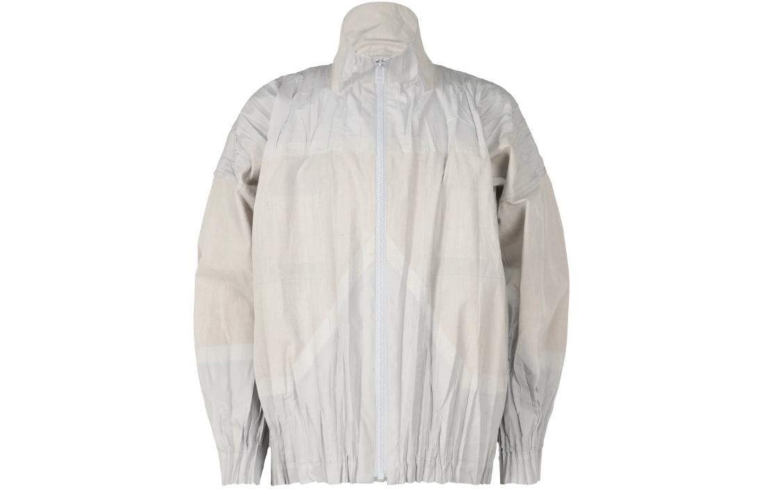 ISSEY MIYAKE Light Gray Stand Collar Zip-Up Jacket LA41FC151-11