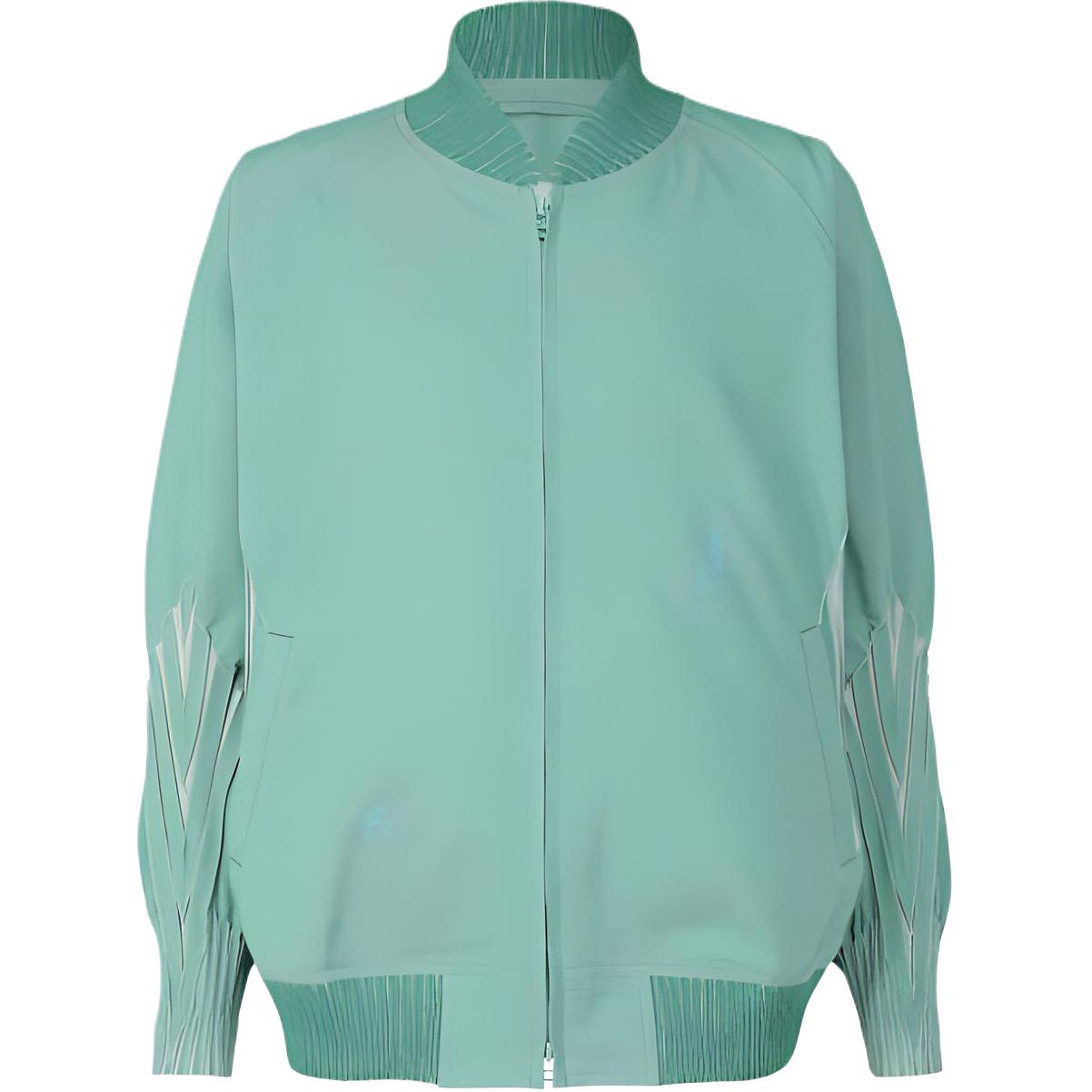 ISSEY MIYAKE Light Green Solid Zip-Up Fitted Long-Sleeve Jacket AT21FC205-61