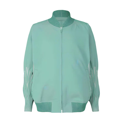 ISSEY MIYAKE Light Green Solid Zip-Up Fitted Long-Sleeve Jacket AT21FC205-61