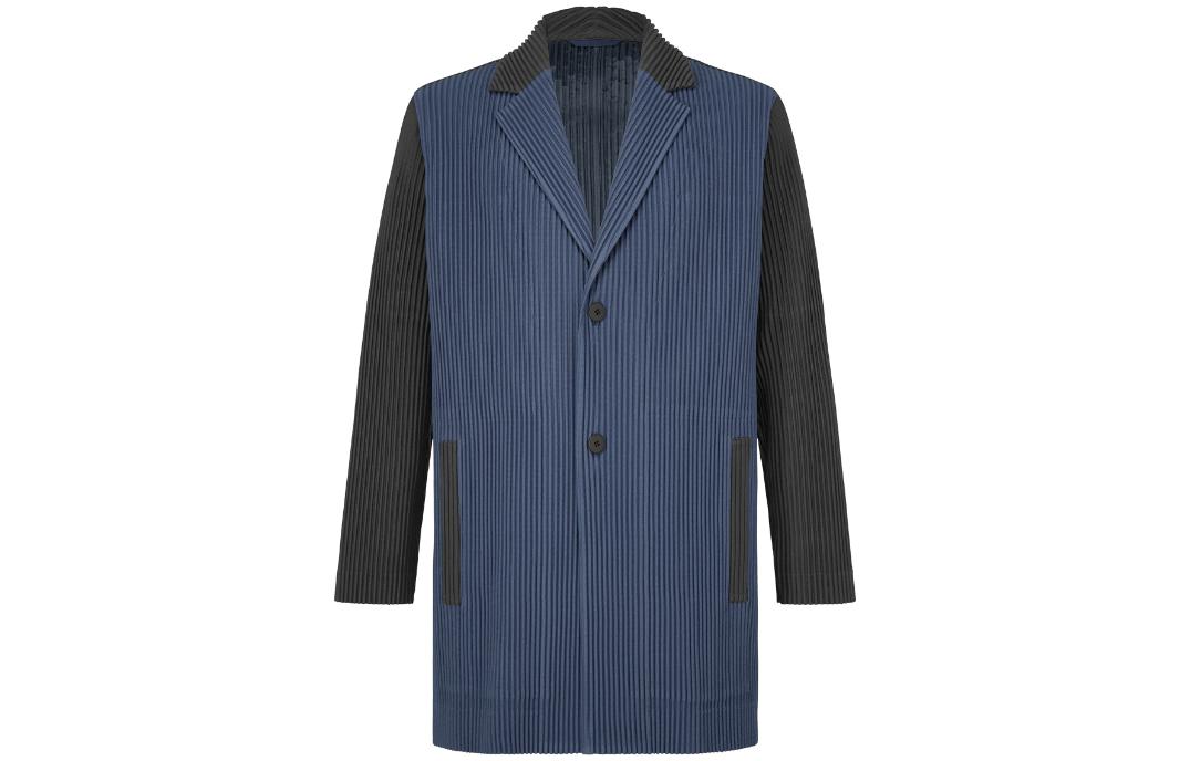 ISSEY MIYAKE Loose Fit Button-Up Jacket in Blue HP33JD385-76