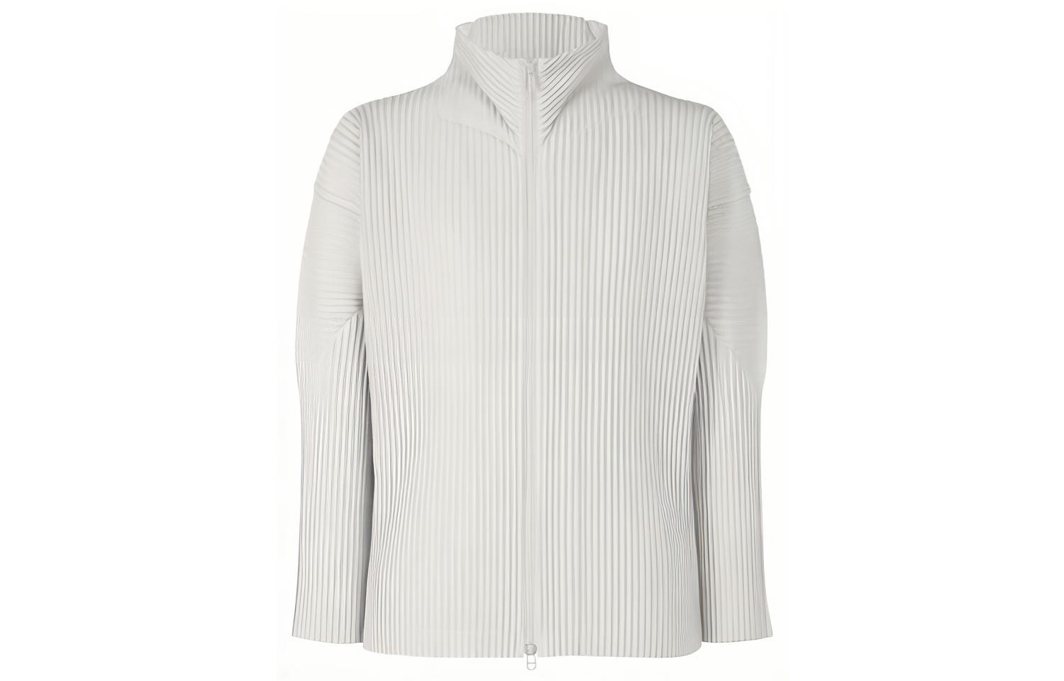 ISSEY MIYAKE Loose Fit High Neck Zip Jacket - White HP55JL440-11