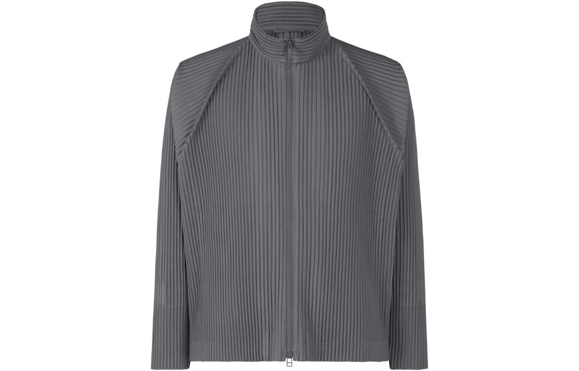ISSEY MIYAKE Monthly Color October Gray Pleated Zip Jacket for Men HP33JC116-18