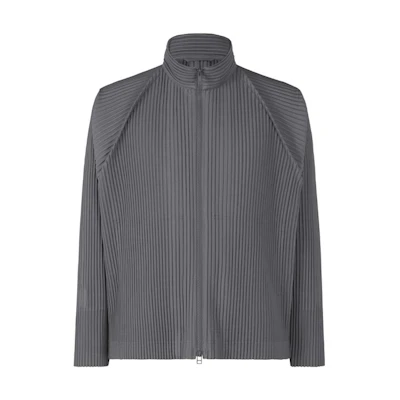 ISSEY MIYAKE Monthly Color October Gray Pleated Zip Jacket for Men HP33JC116-18