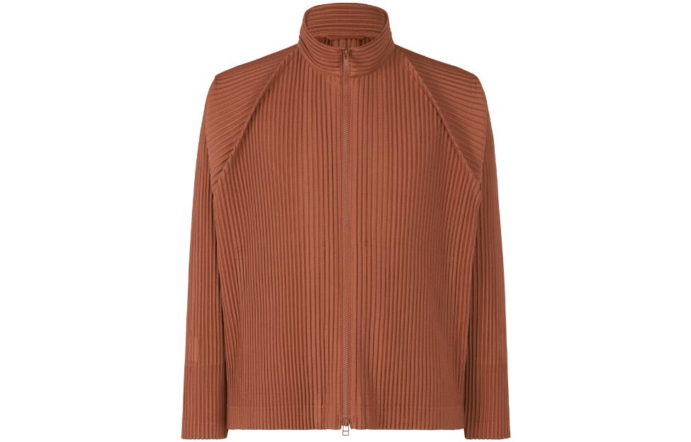 ISSEY MIYAKE Monthly Color October Pleated Zip Jacket Ginger Brown Menswear HP33JC116-46