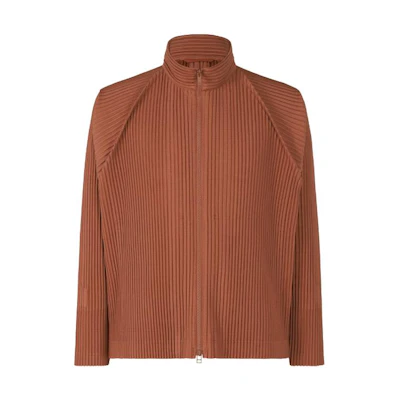 ISSEY MIYAKE Monthly Color October Pleated Zip Jacket Ginger Brown Menswear HP33JC116-46