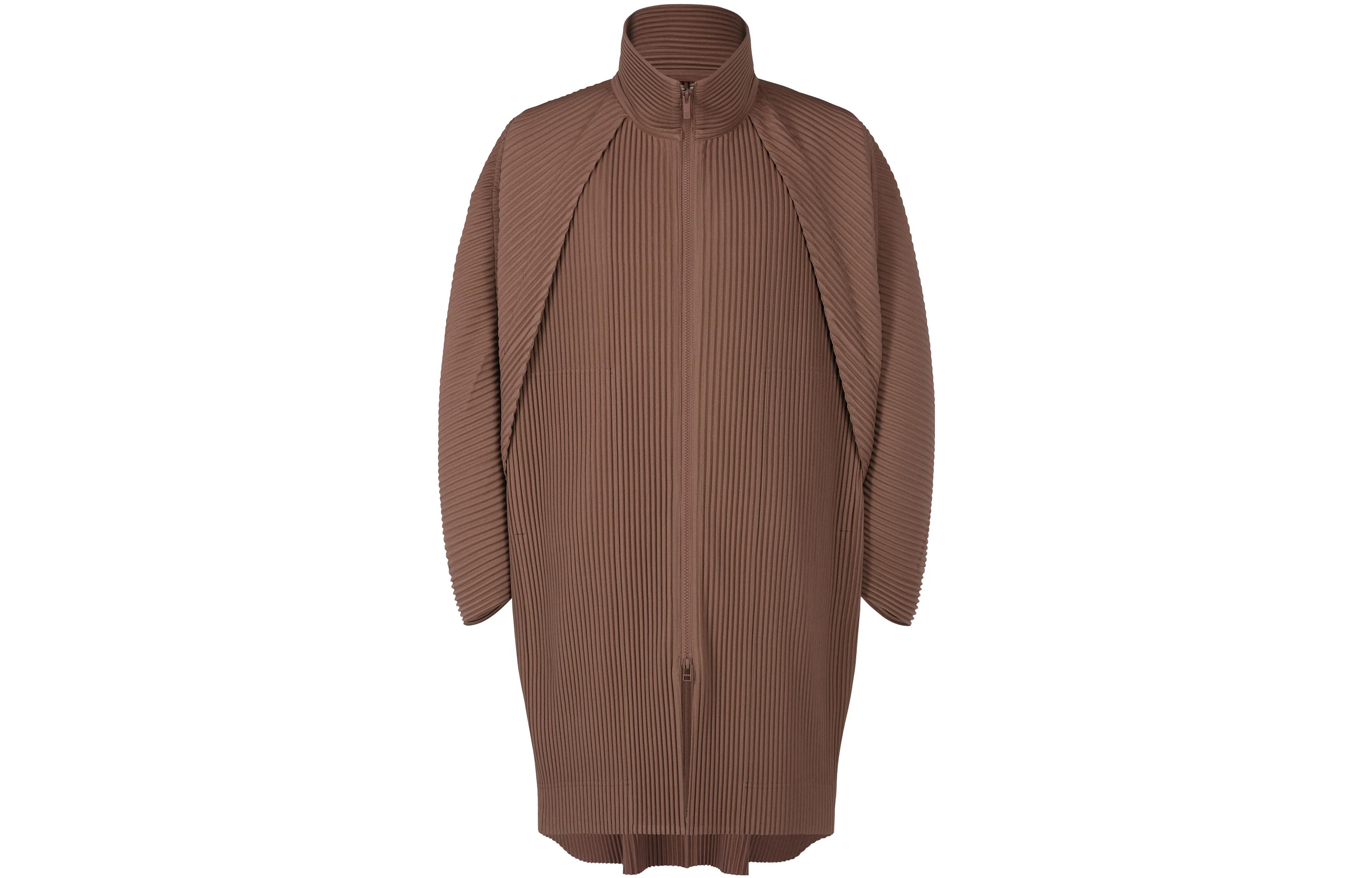 ISSEY MIYAKE Monthly Color September Brown High-Neck Zip Jacket HP33JA114-48