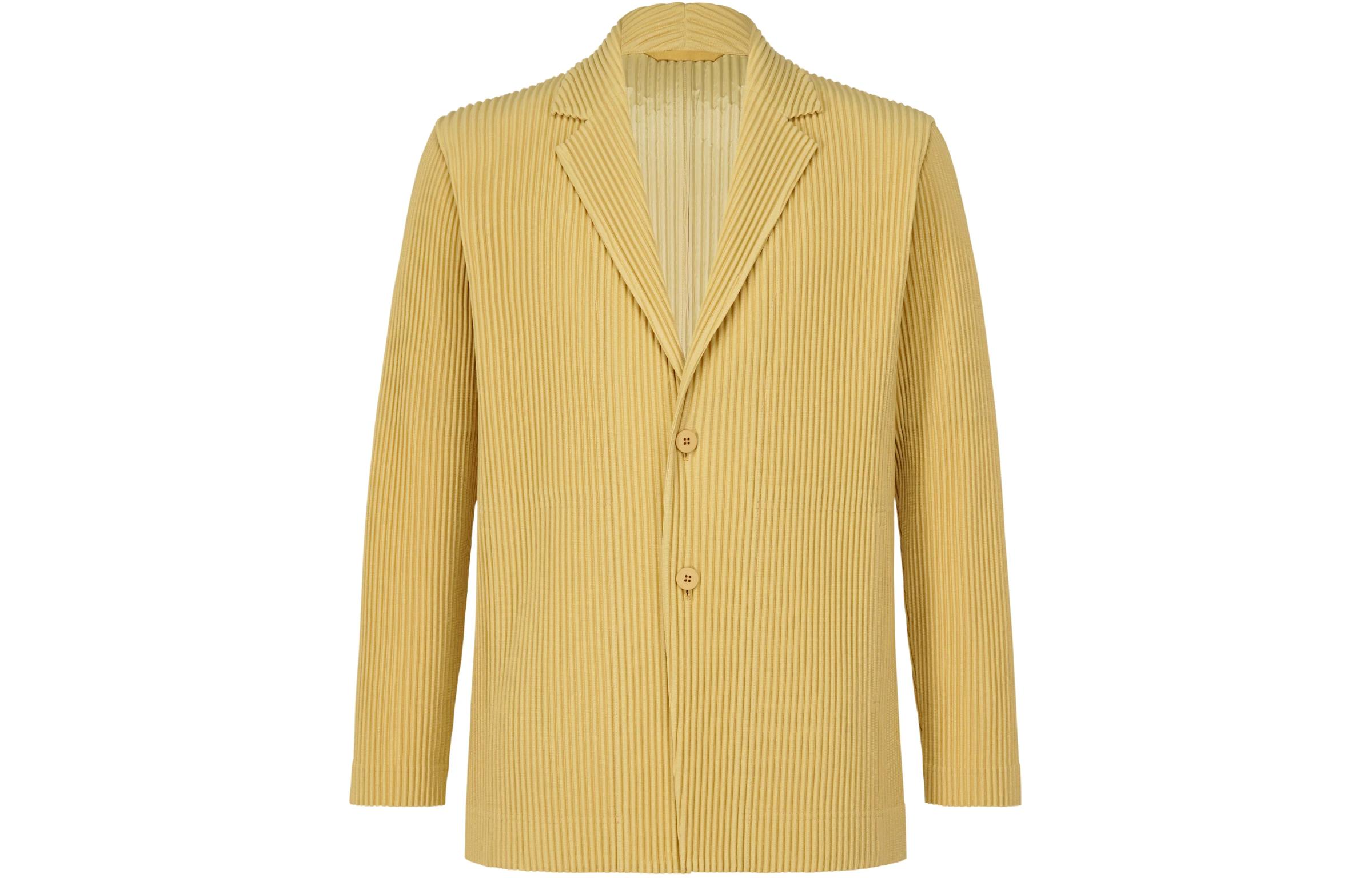ISSEY MIYAKE Mustard Yellow Pleated Long Sleeve Button Jacket HP41JD150-51