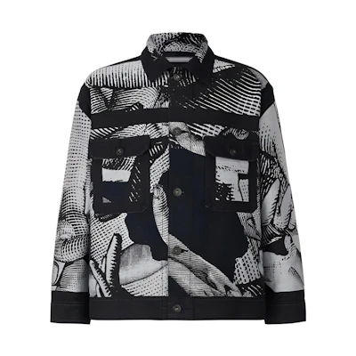 ISSEY MIYAKE Navy Blue Moiré Print Fitted Single-Breasted Jacket AT13FC902-77