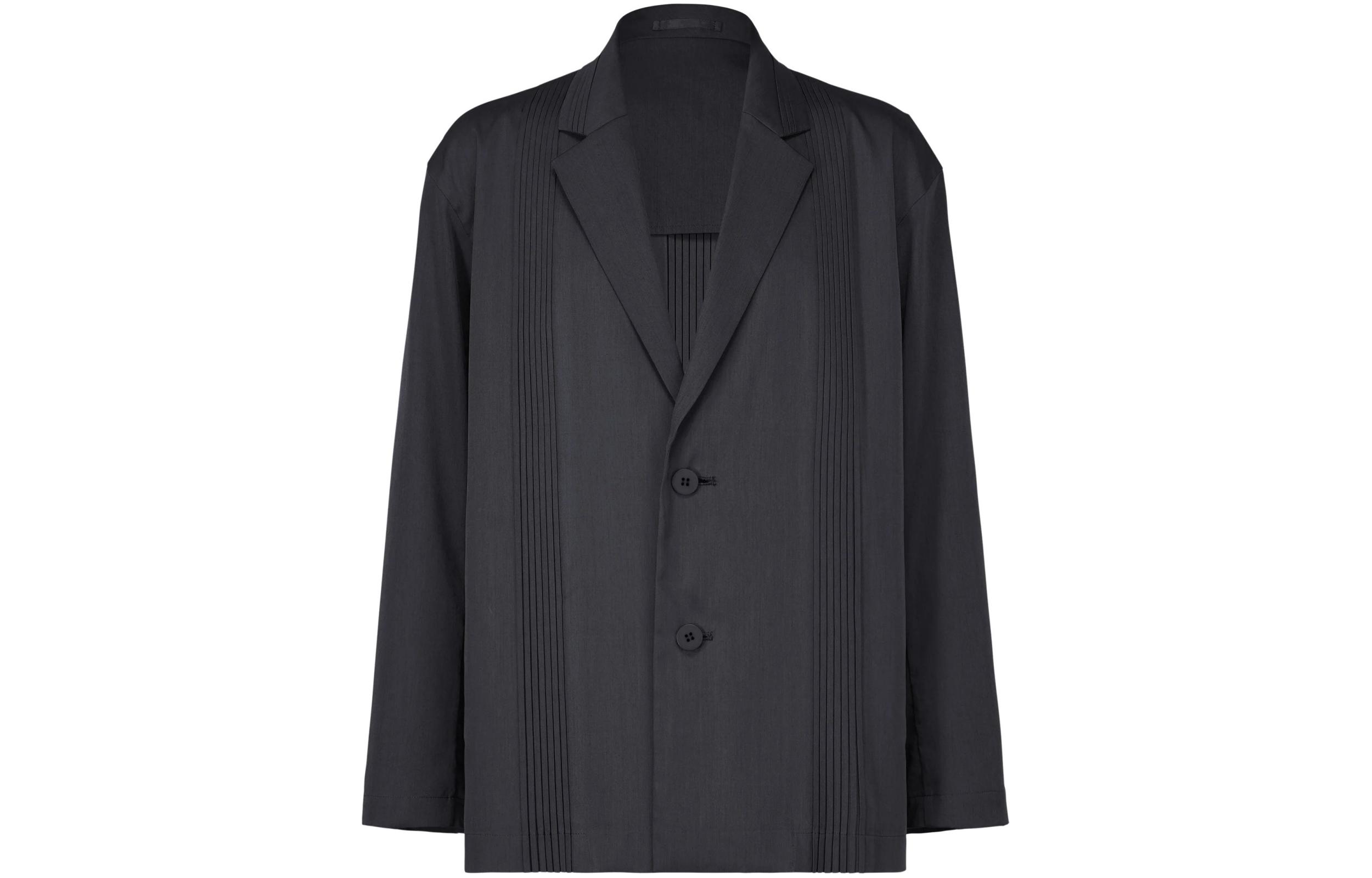 ISSEY MIYAKE Navy Pleated Single-Breasted Blazer Jacket LA41FD095-76